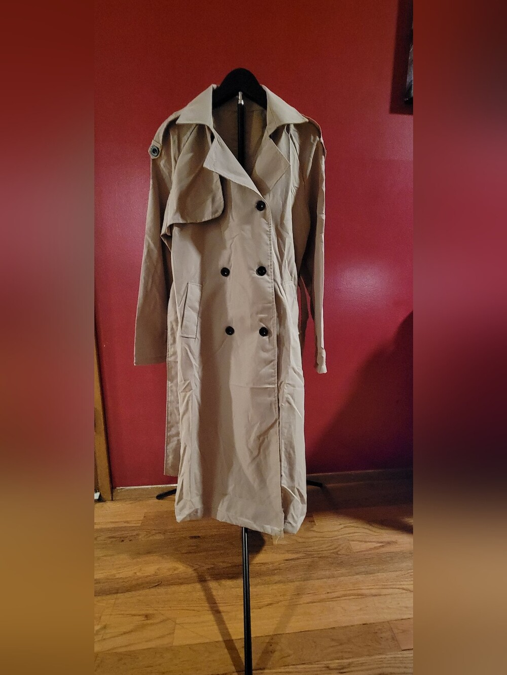 Classic Beige Trench Coat - Women's Long Double-Breasted Jacket